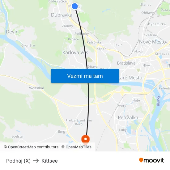 Podháj (X) to Kittsee map