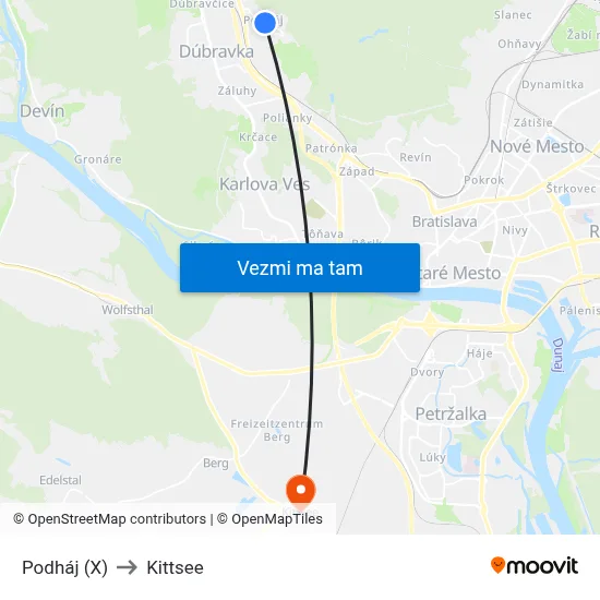 Podháj (X) to Kittsee map