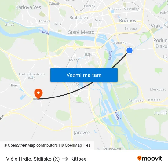 Vlčie Hrdlo, Sídlisko (X) to Kittsee map
