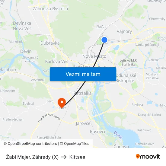 Žabí Majer, Záhrady (X) to Kittsee map