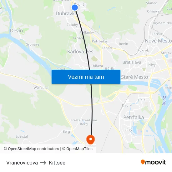 Vrančovičova to Kittsee map