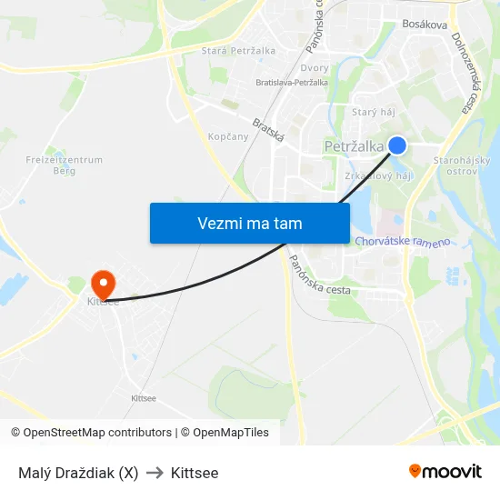 Malý Draždiak (X) to Kittsee map