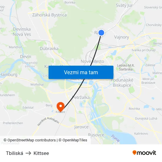 Tbiliská to Kittsee map