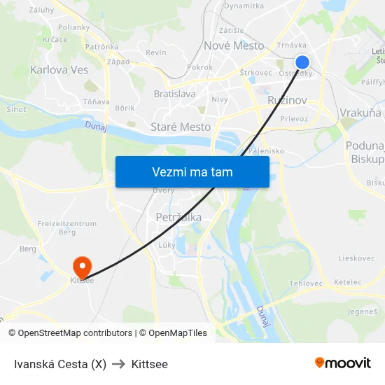 Ivanská Cesta (X) to Kittsee map