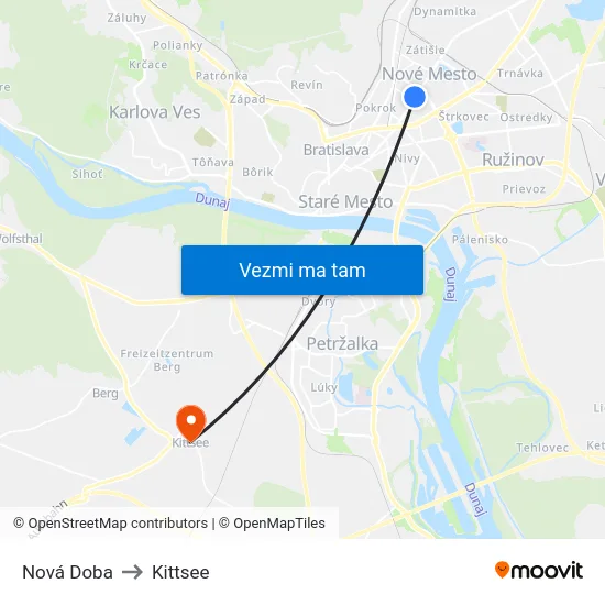 Nová Doba to Kittsee map
