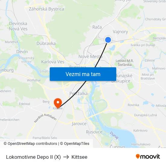 Lokomotívne Depo II (X) to Kittsee map