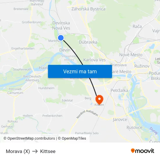 Morava (X) to Kittsee map