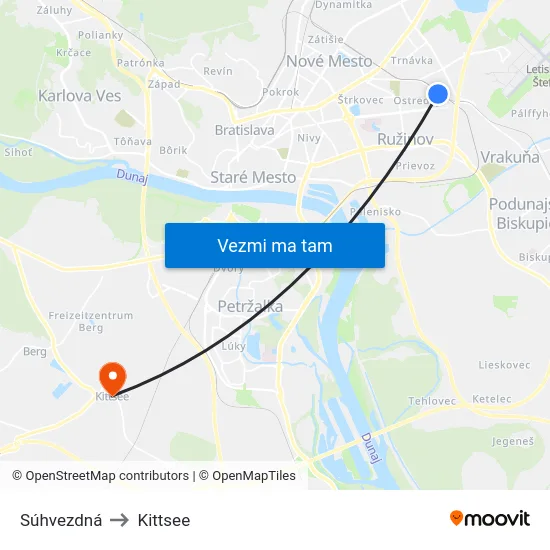 Súhvezdná to Kittsee map