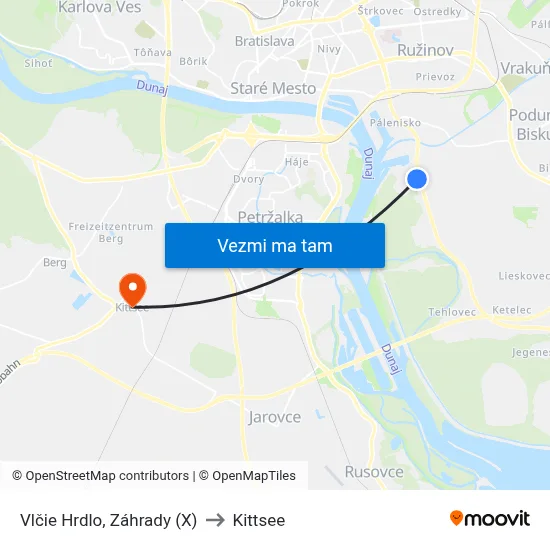 Vlčie Hrdlo, Záhrady (X) to Kittsee map