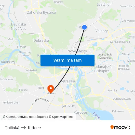 Tbiliská to Kittsee map