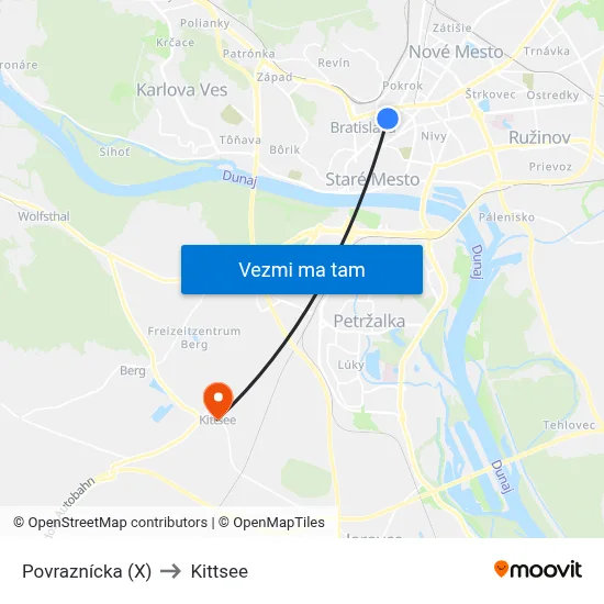 Povraznícka (X) to Kittsee map