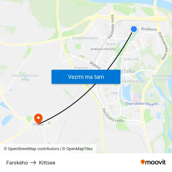 Farského to Kittsee map