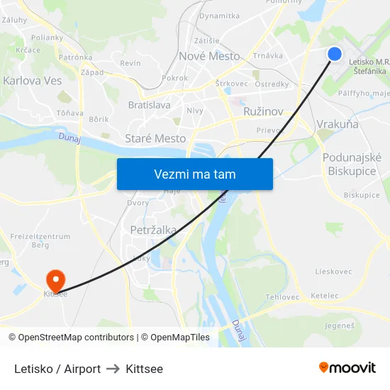 Letisko / Airport to Kittsee map