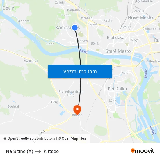 Na Sitine (X) to Kittsee map