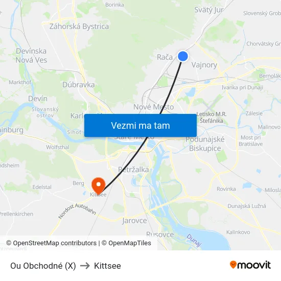 Ou Obchodné (X) to Kittsee map