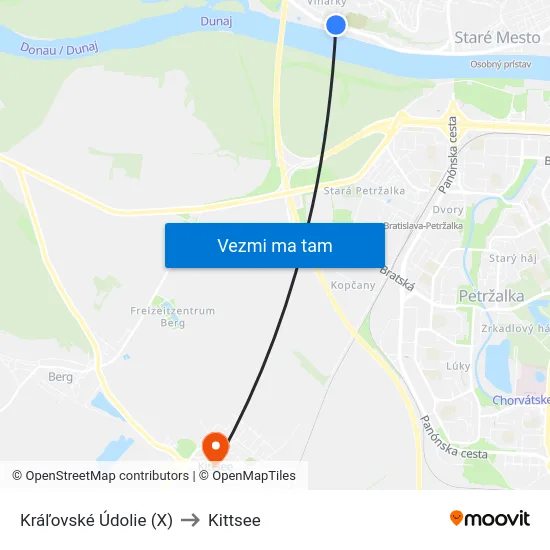 Kráľovské Údolie (X) to Kittsee map