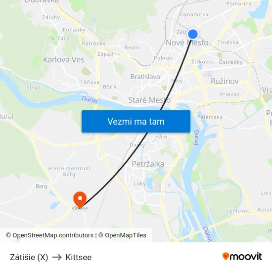 Zátišie (X) to Kittsee map