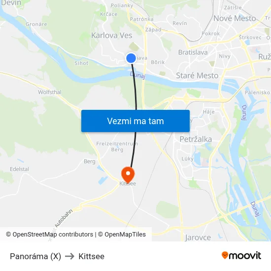 Panoráma (X) to Kittsee map