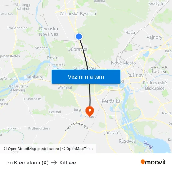 Pri Krematóriu (X) to Kittsee map