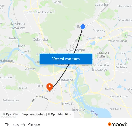 Tbiliská to Kittsee map