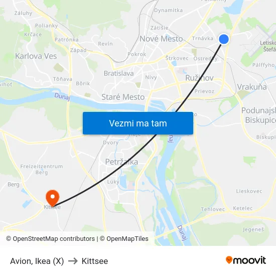 Avion, Ikea (X) to Kittsee map