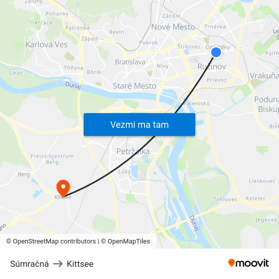 Súmračná to Kittsee map