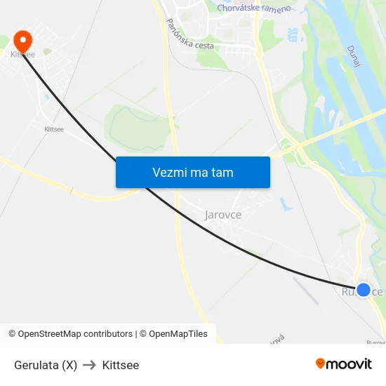 Gerulata (X) to Kittsee map