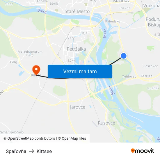 Spaľovňa to Kittsee map