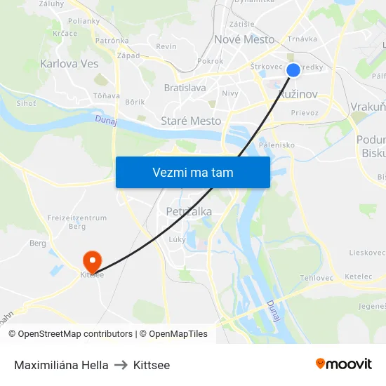 Maximiliána Hella to Kittsee map