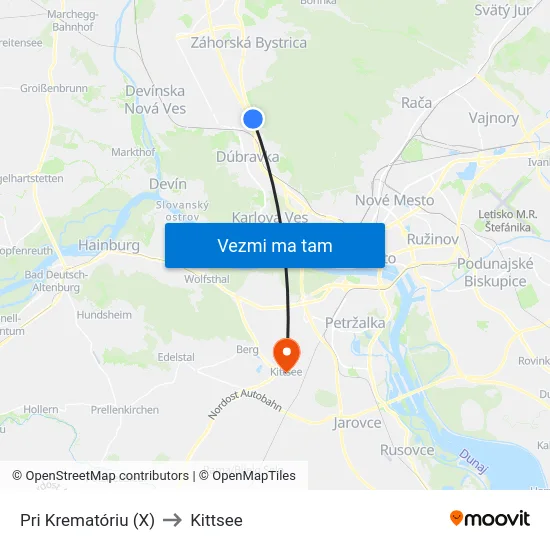 Pri Krematóriu (X) to Kittsee map