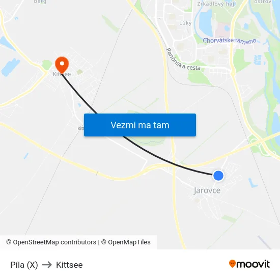 Píla (X) to Kittsee map