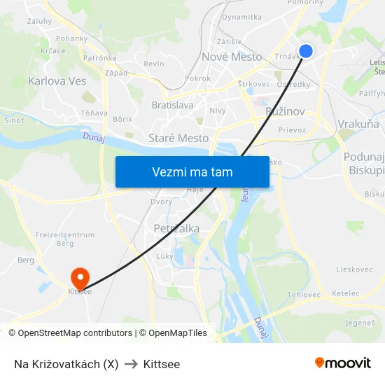 Na Križovatkách (X) to Kittsee map