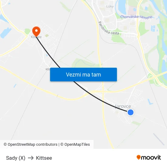 Sady (X) to Kittsee map