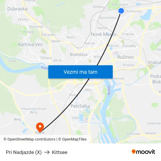Pri Nadjazde (X) to Kittsee map