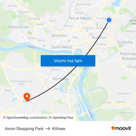 Avion Shopping Park to Kittsee map