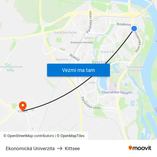 Ekonomická Univerzita to Kittsee map