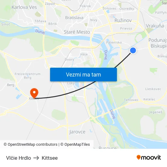 Vlčie Hrdlo to Kittsee map