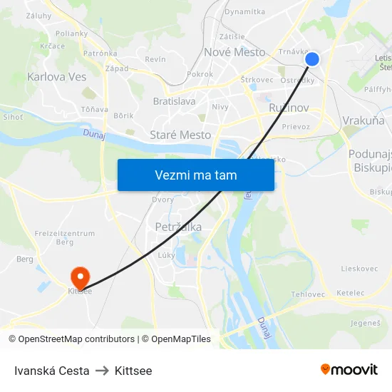 Ivanská Cesta to Kittsee map