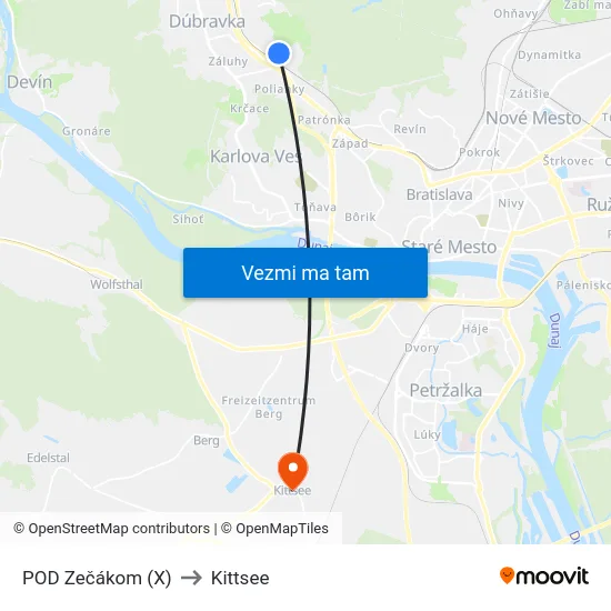 POD Zečákom (X) to Kittsee map