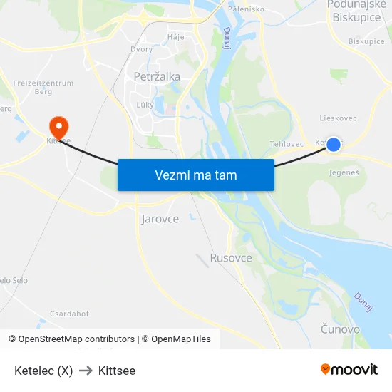 Ketelec (X) to Kittsee map