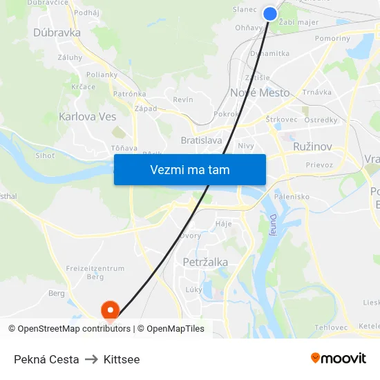 Pekná Cesta to Kittsee map