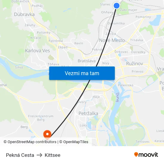 Pekná Cesta to Kittsee map