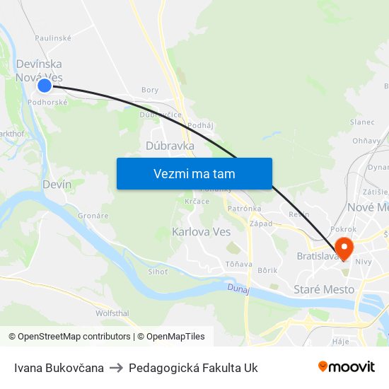 Ivana Bukovčana to Pedagogická Fakulta Uk map