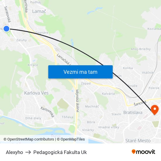 Alexyho to Pedagogická Fakulta Uk map