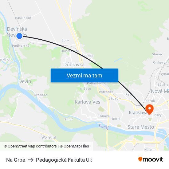 Na Grbe to Pedagogická Fakulta Uk map