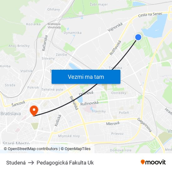 Studená to Pedagogická Fakulta Uk map