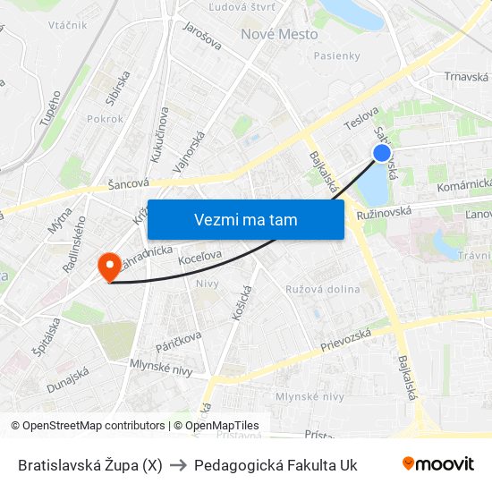 Bratislavská Župa (X) to Pedagogická Fakulta Uk map