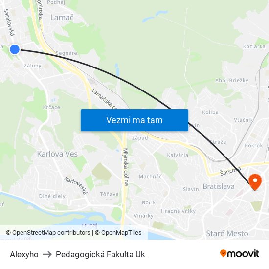 Alexyho to Pedagogická Fakulta Uk map