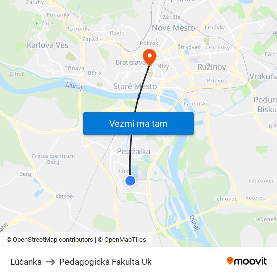 Lúčanka to Pedagogická Fakulta Uk map