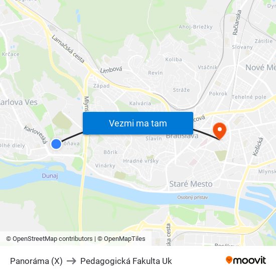 Panoráma (X) to Pedagogická Fakulta Uk map